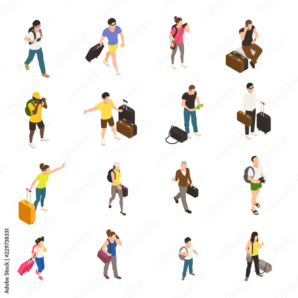 Travel People Isometric Icons