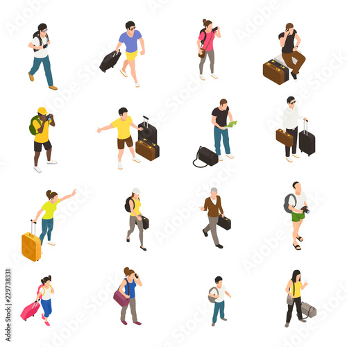 Travel People Isometric Icons