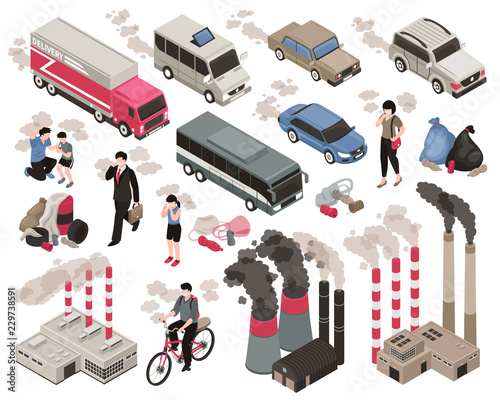  Air Pollution Isometric Set  