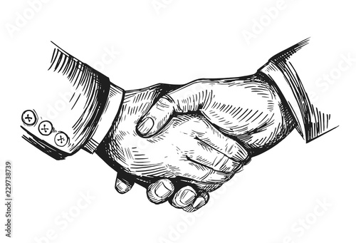 Sketch of handshake. Hand drawn illustration converted to vector