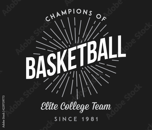 Basketball elite college team white on black