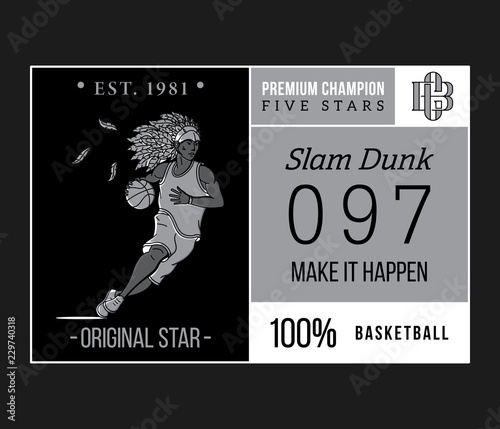 basketball original star white on black