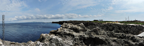 Scenery view surrounding Cape Zanpa Lighthouse in Okinawa, Japan. photo