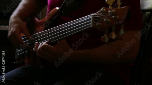 Man lead guitarist playing electrical guitar