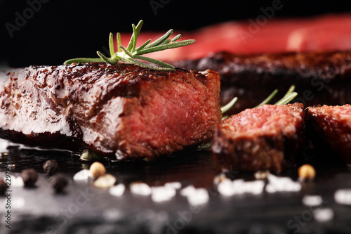 Barbecue Rib Eye Steak or rump steak - Dry Aged Wagyu Entrecote Steak photo