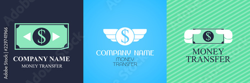 Fast money transfer vector logo, icon set.