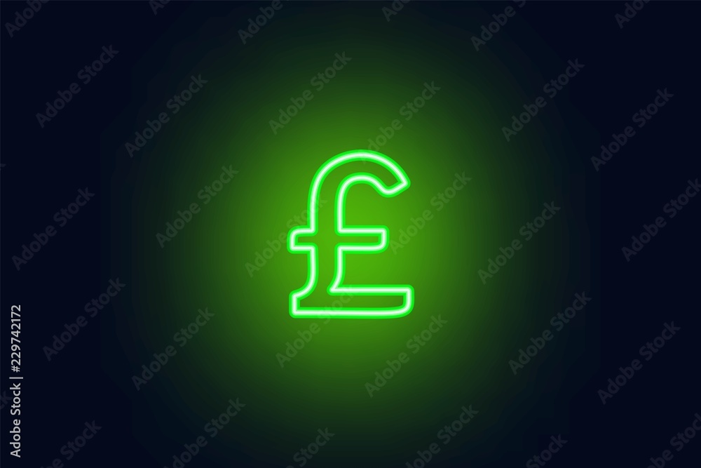 Neon pound sterling sign on a dark background. Wealth, Success concept. Neon pound sterling sign on a dark background. Wealth, Success concept.