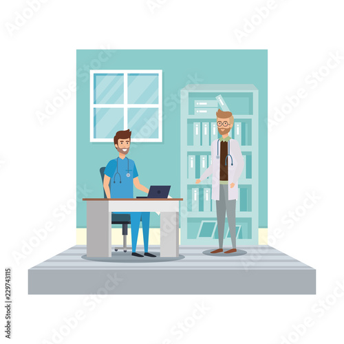 general practitioner in consulting room