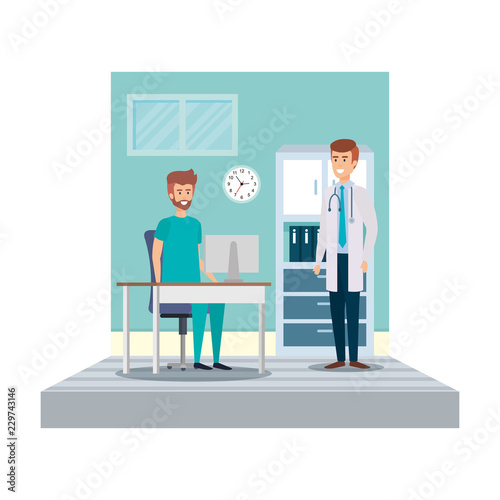 general practitioner in consulting room