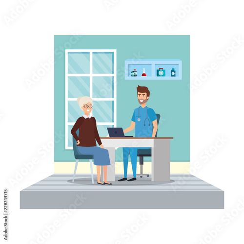 general practitioner in consulting room