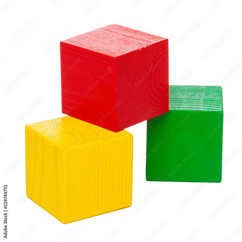 Wooden building blocks isolated on white background Wooden building blocks isolated on white background