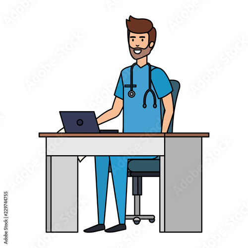 general practitioner in consulting room
