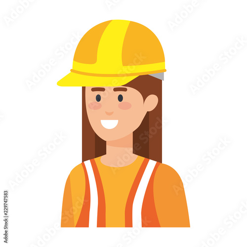 female builder constructor with helmet