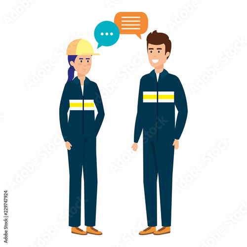 industrial workers talking characters