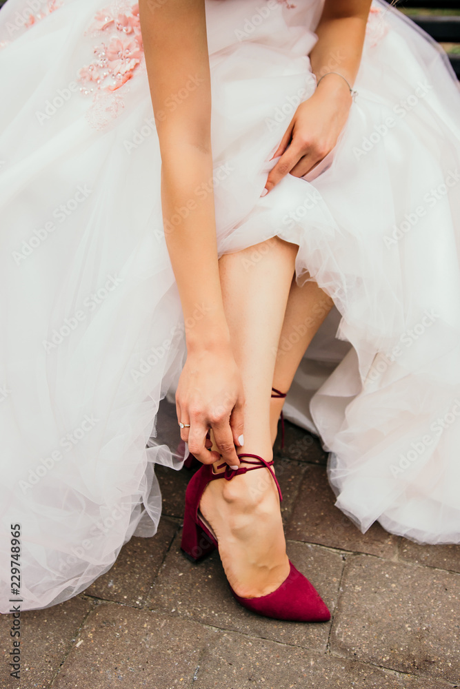 Heels of the bride, wedding shoes.