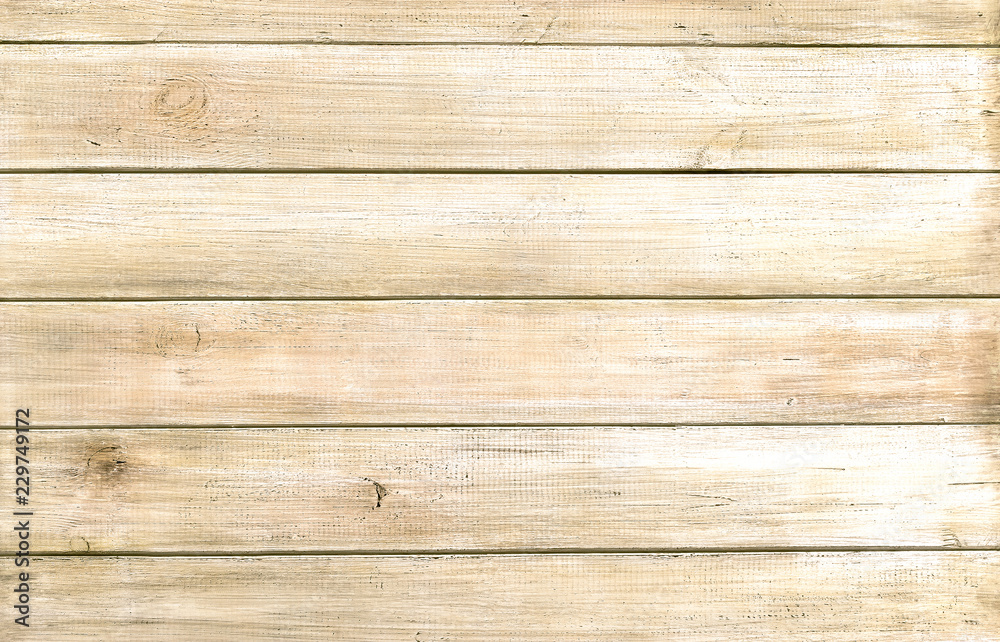 Obraz premium light natural wooden surface old desk texture background, wood planks grunge wall pattern top view