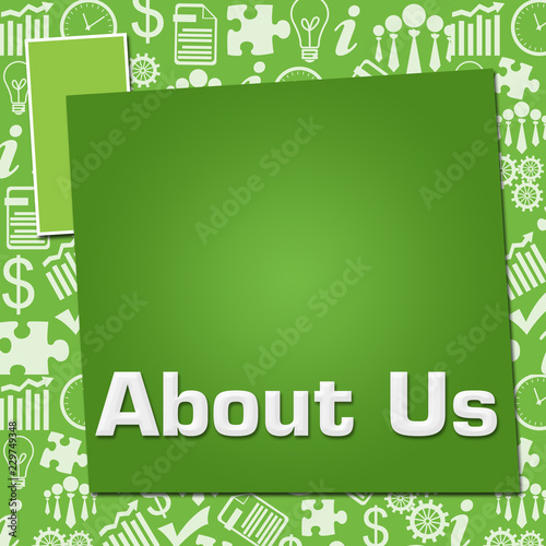 About Us Business Symbols Texture Green Squares 