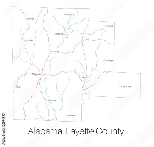 Detailed map of Fayette county in Alabama, USA