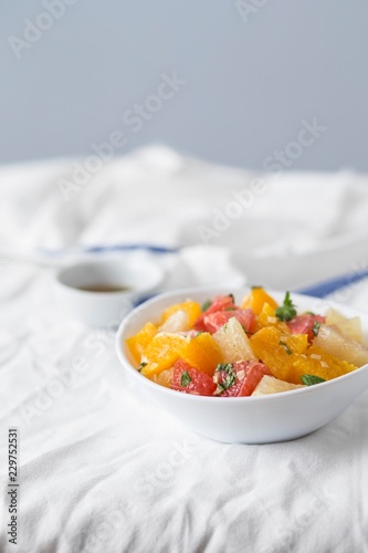 Orange and grapefruit salad with honey mint vinegrette photo