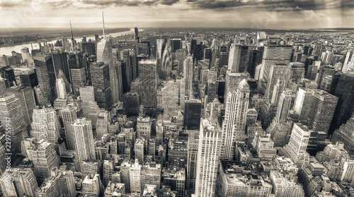 New York City, USA. Amazing aerial Manhattan view at sunset photo