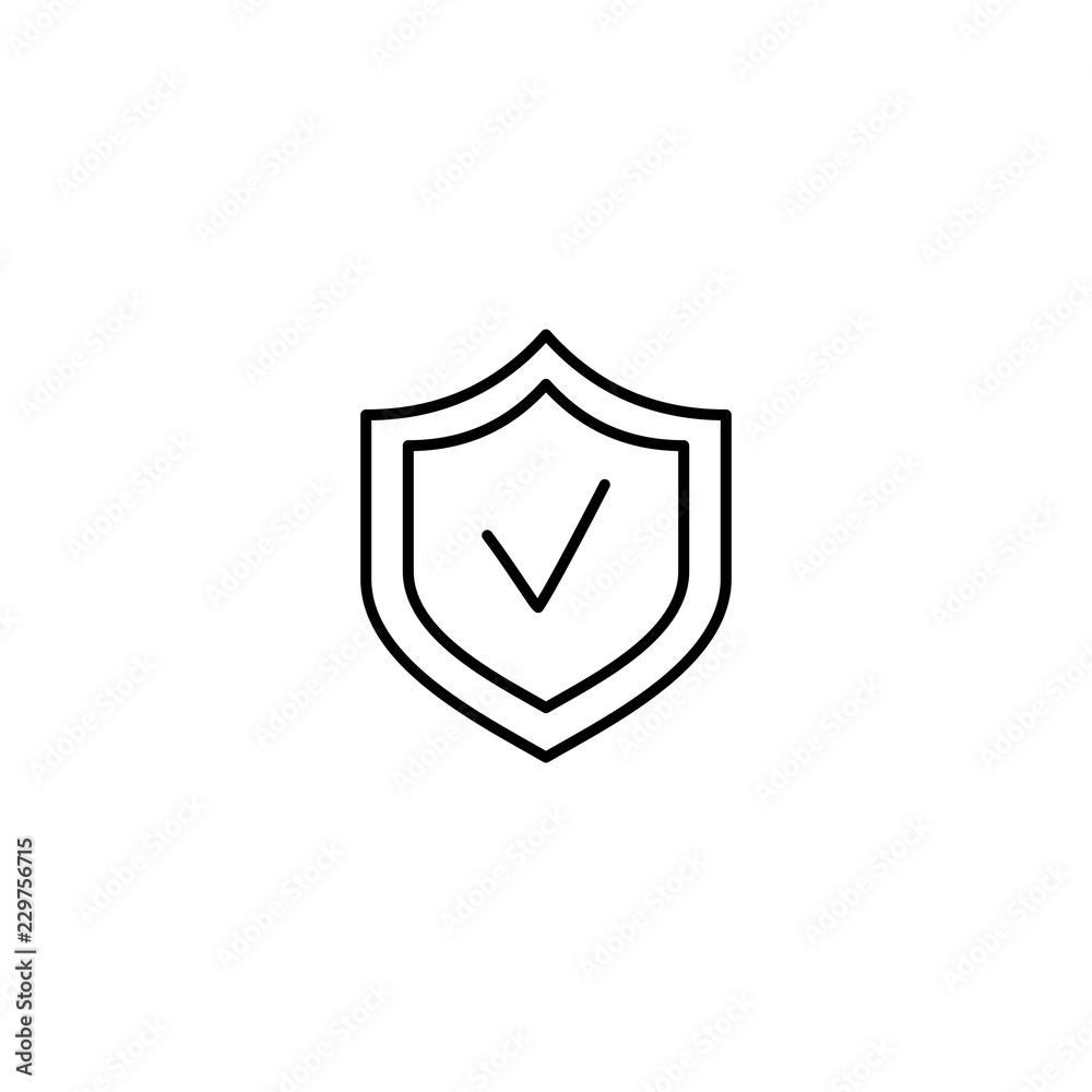 protection symbol; shield line black icon on white background protection symbol; shield line black icon on white background