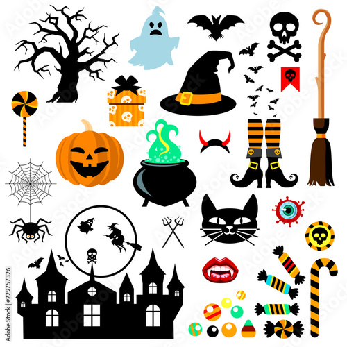 Set of Halloween design elements. Vector illustration.