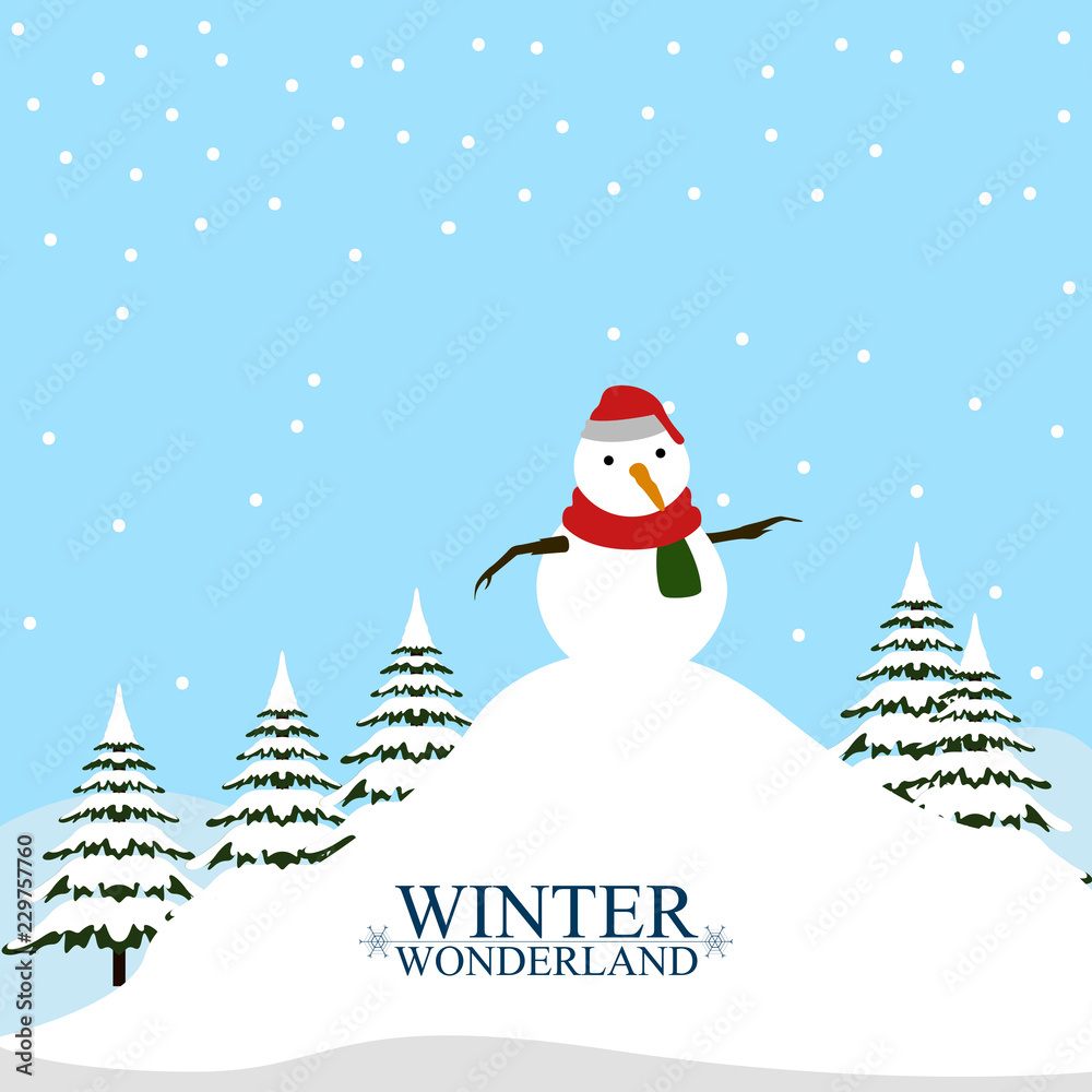 Winter wonderland landscape. Christmas season. Vector illustration design Winter wonderland landscape. Christmas season. Vector illustration design