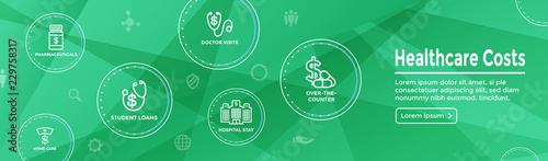 Healthcare costs Icon Set Web Header Banner - expenses showing concept of expensive health care
