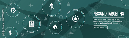 Digital Inbound Marketing  and Targeting Web Banner w Vector Icon Set