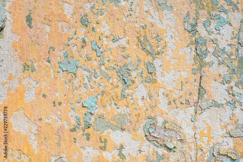 Close-up detail of cracked paint on wall. © PTK