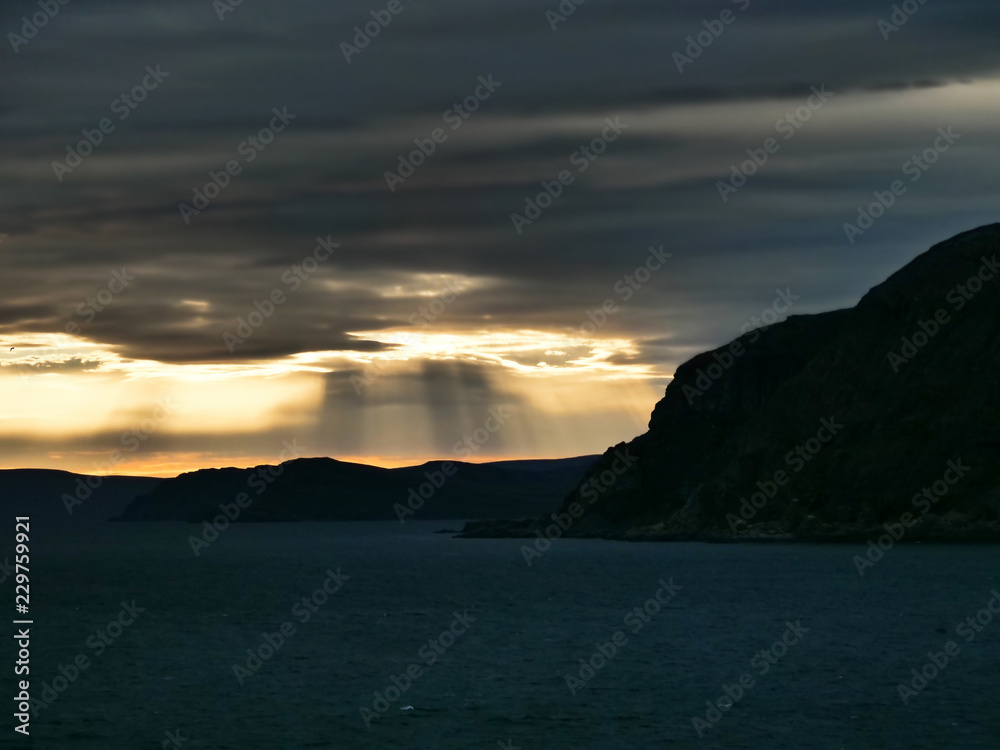 Sunrays in a fjord in Norway