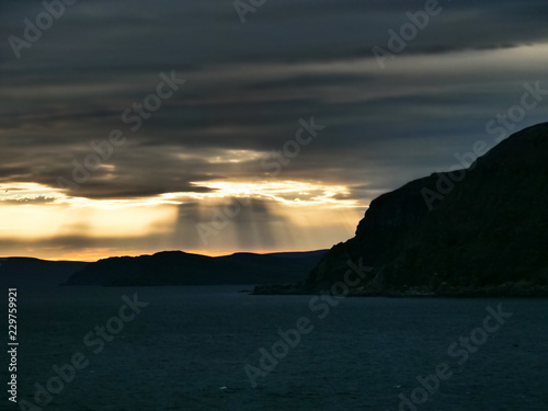 Sunrays in a fjord in Norway