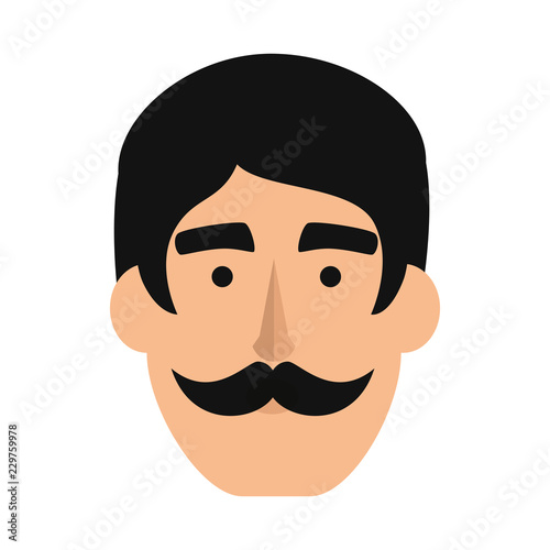 young man head with mustache avatar character
