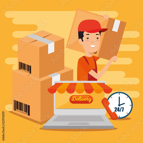 logistic services with laptop