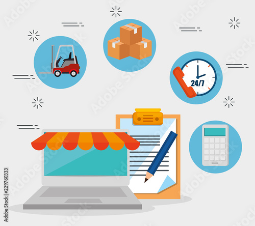 logistic services with laptop