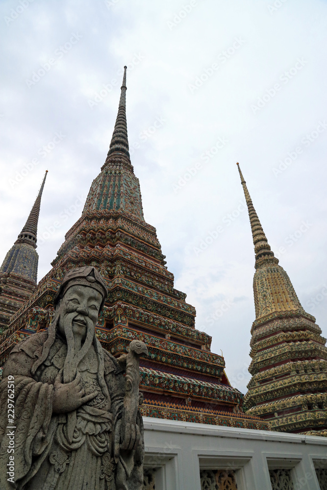 Statue and external decoration in Wat Phra Kaew temple complex, Royal Palace, Bangkok, Thailand