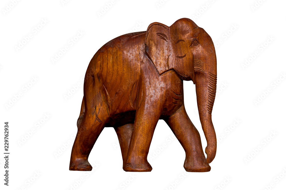 Wooden carved elephant isolated on white background. with clipping path Wooden carved elephant isolated on white background. with clipping path
