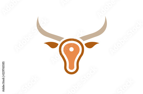 Creative Bull Meat Head Logo Symbol Design