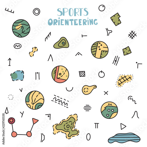 Vector illustration of orienteering map signs