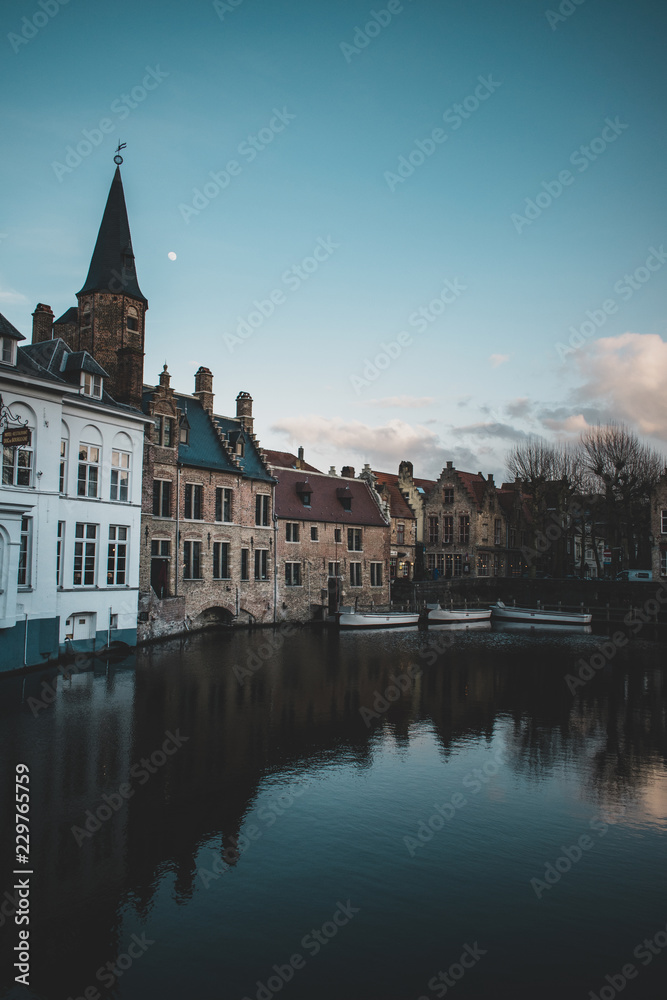 A beautiful quiet evening in Bruges Belgium