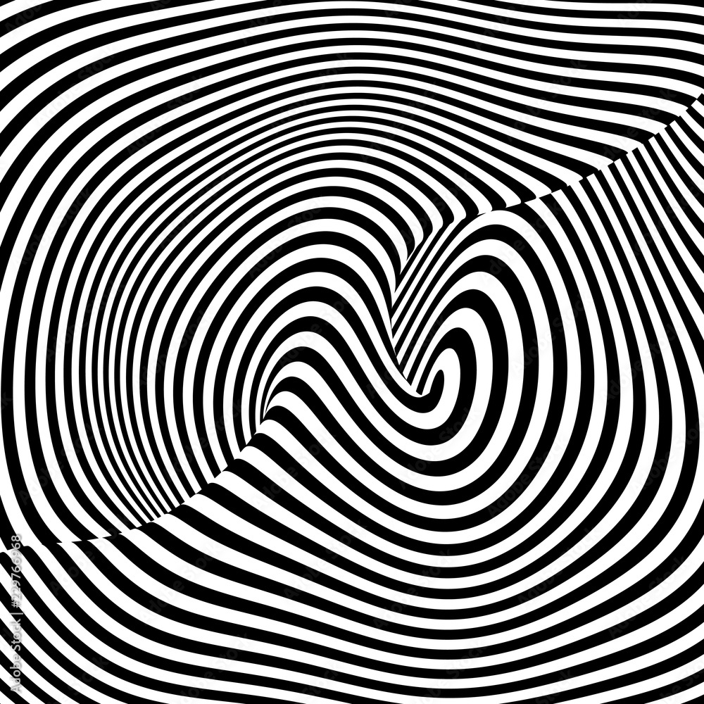 Pattern with optical illusion. Black and white design. Abstract striped background. Vector illustration. Pattern with optical illusion. Black and white design. Abstract striped background. Vector illustration.
