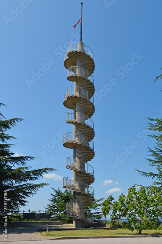 The Gonjace Observation Tower on Mejnik Hill in Primorska, Slovenia. Built in 1961, it is 23 metres high
 photo