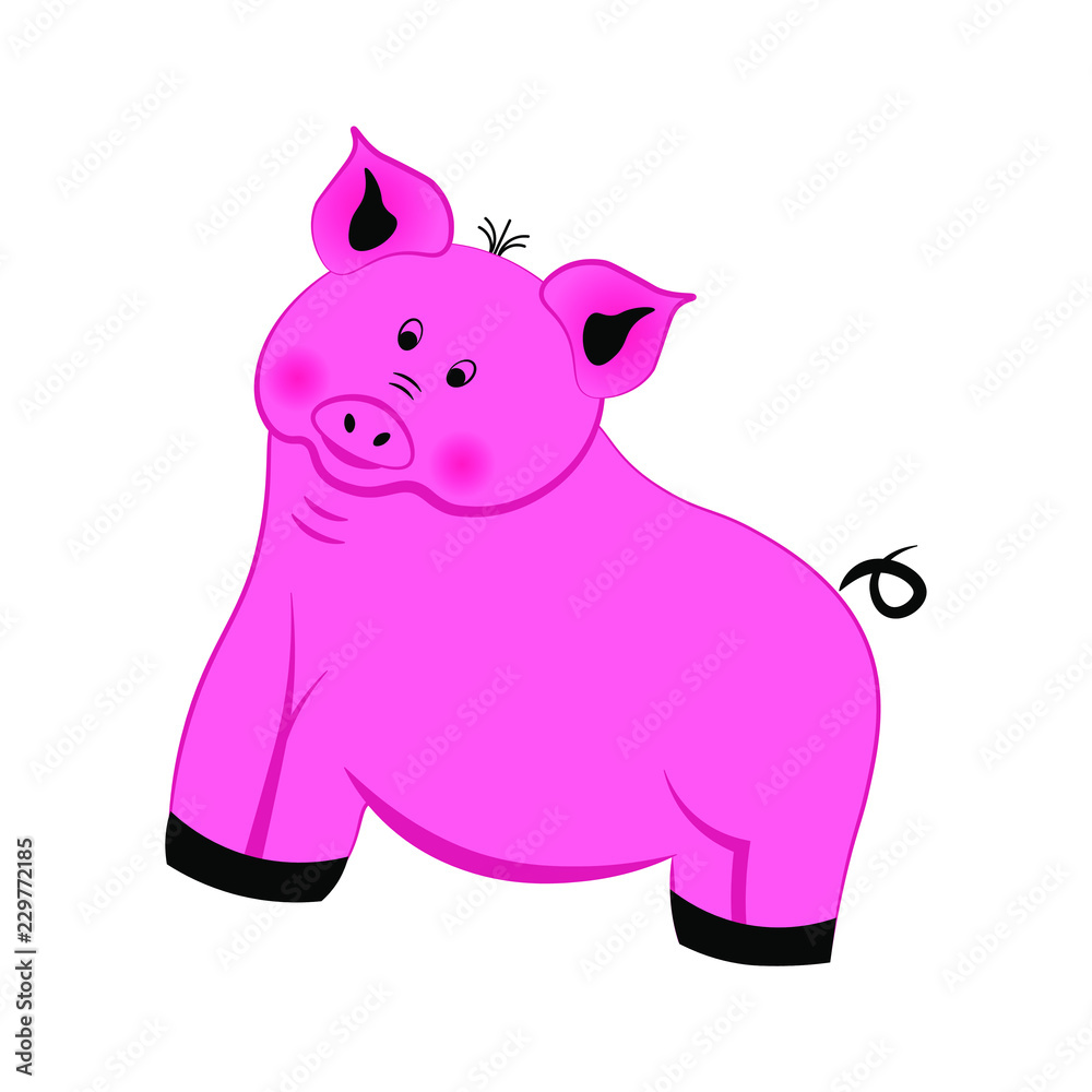 Pink cute piggy. Vector.