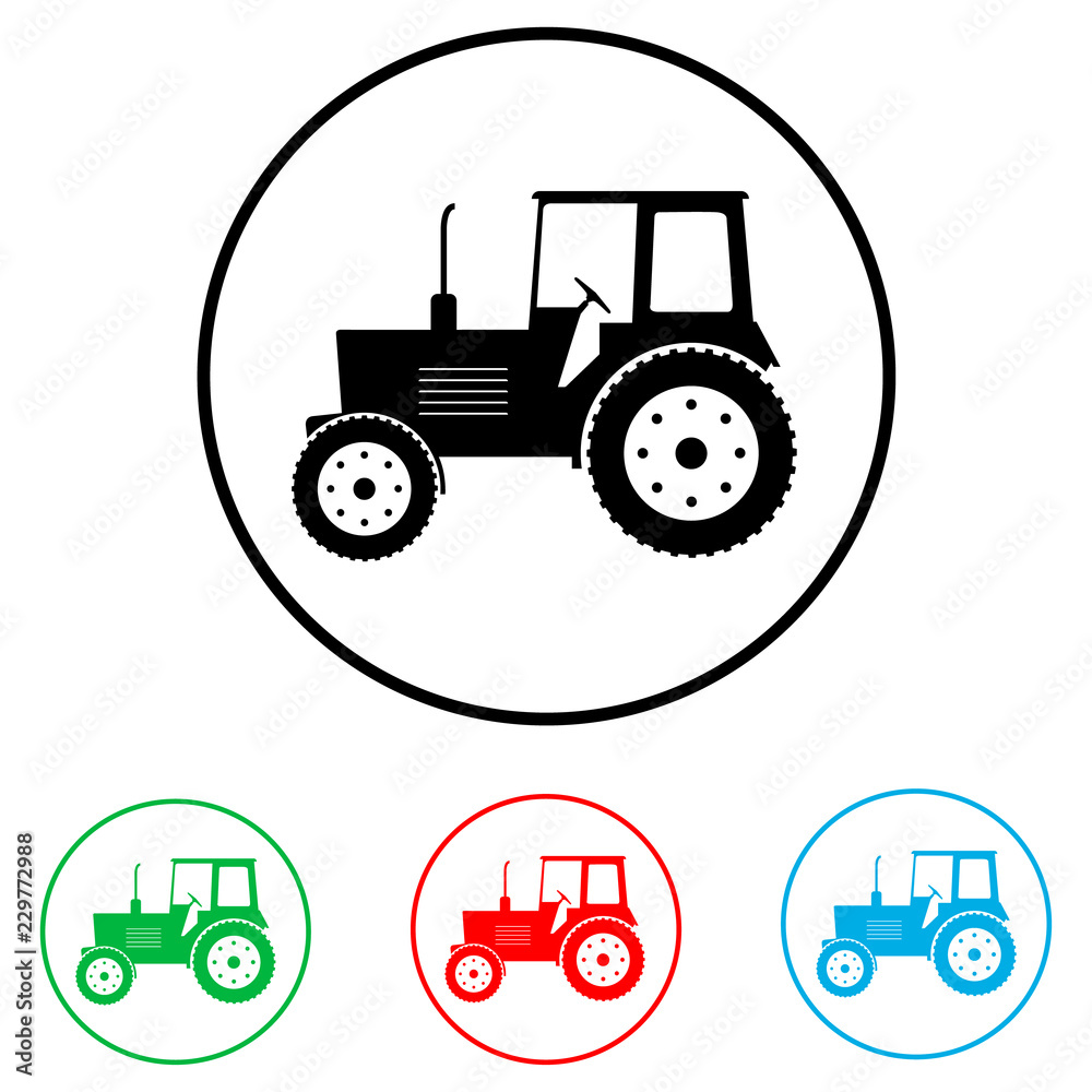 Tractor icon, logo on white background Tractor icon, logo on white background