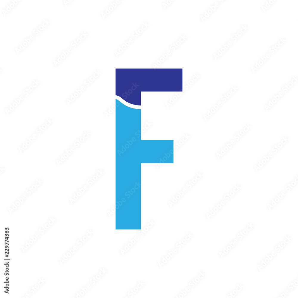 F letter with sea wave logo