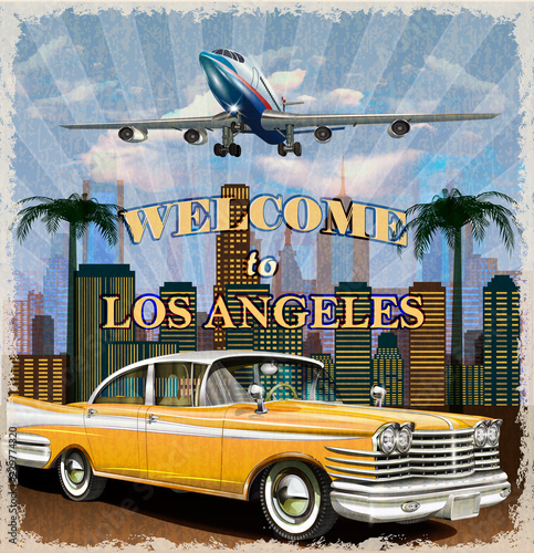 Welcome to Los Angeles retro poster.