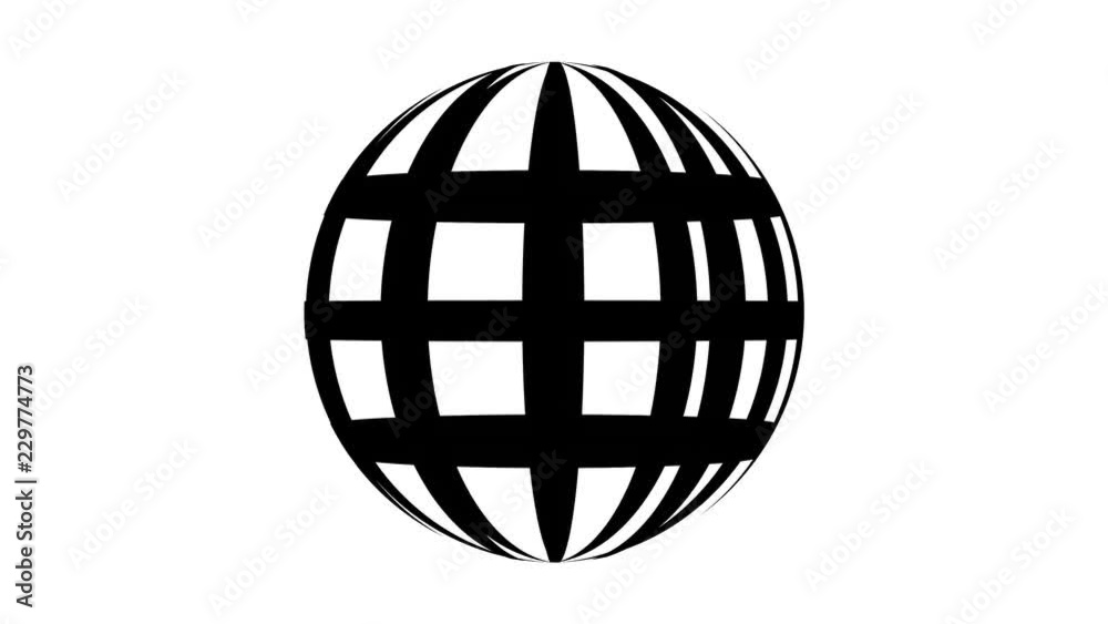 Outline world icon web design rotation on white background motion video.Web icon internet moving concept Outline world icon web design rotation on white background motion video.Web icon internet moving concept