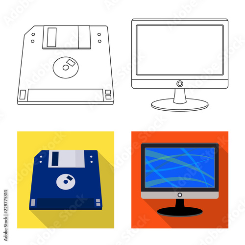 Vector illustration of laptop and device symbol. Set of laptop and server stock symbol for web.