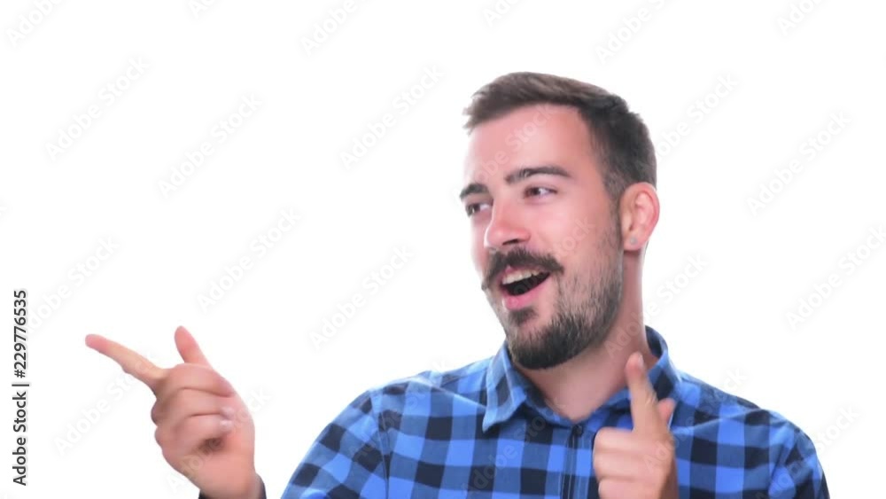 Young childish handsome man dancing funny with hand framing gesture isolated on white background. Young childish handsome man dancing funny with hand framing gesture isolated on white background.