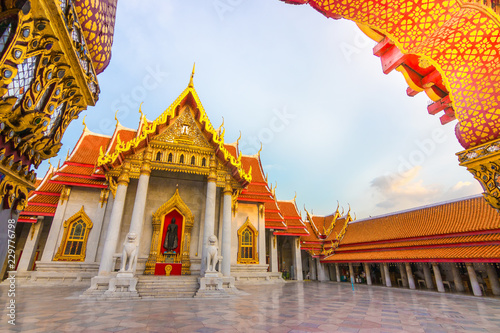 The Marble Temple , Wat Benchamabophit Dusitvanaram in Bangkok, Thailand. Unseen Thailand. photo